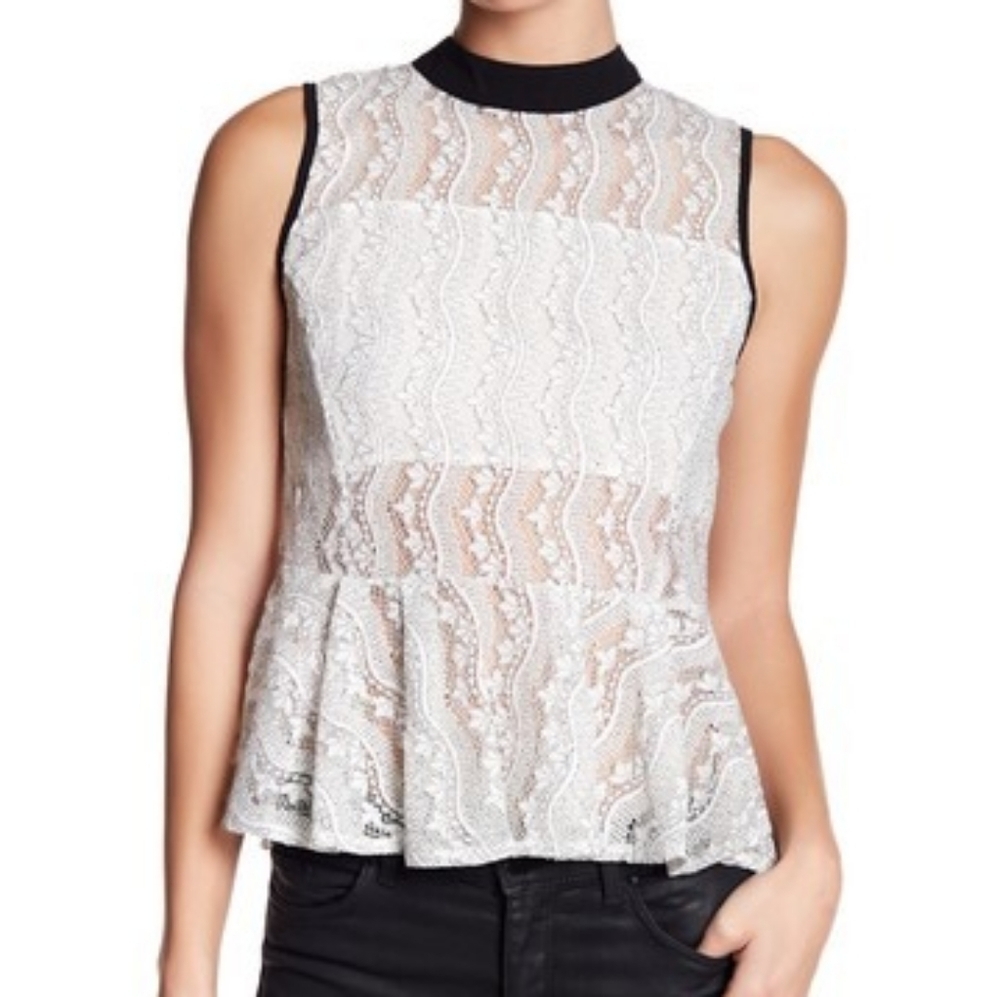 Endless Rose Lace Peplum Top White Black